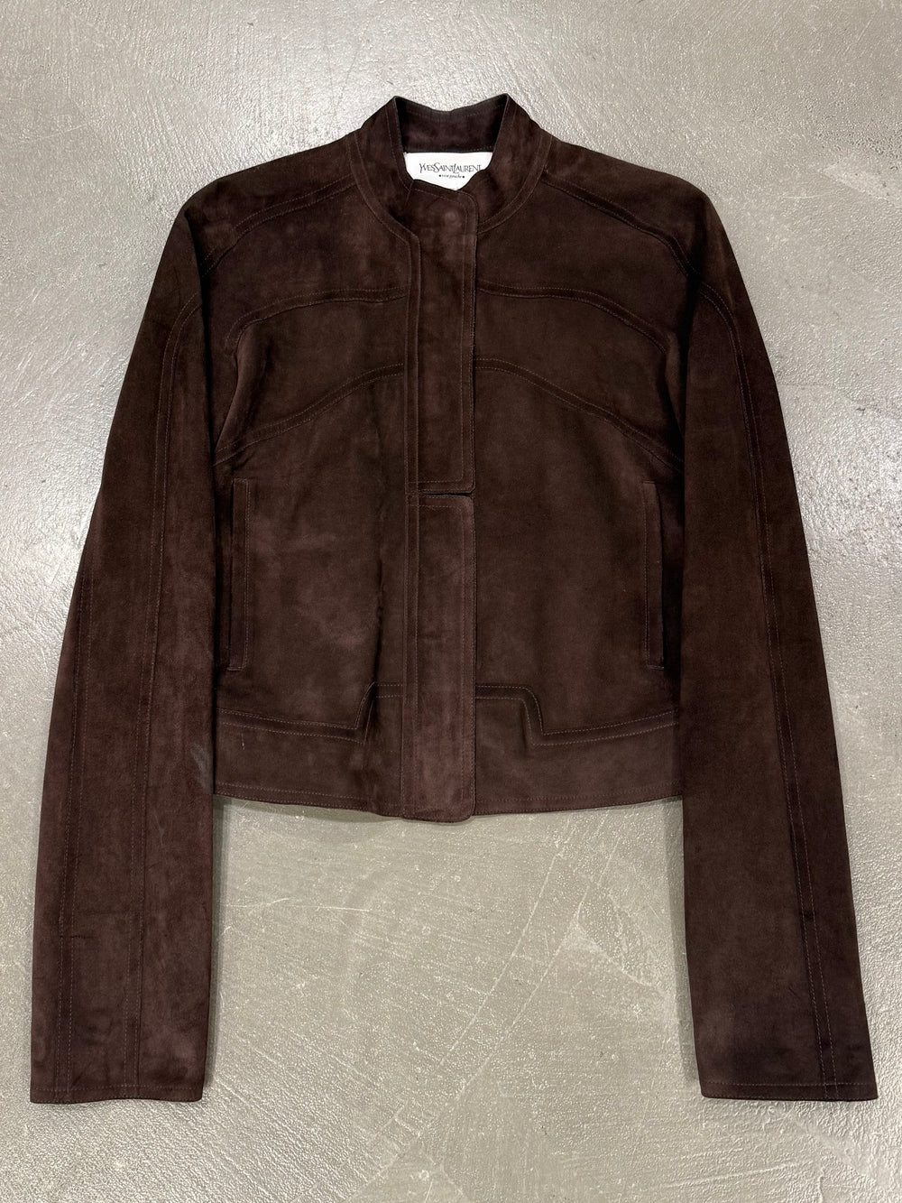 2000s Yves Saint Laurent by Tom Ford paneled cropped leather jacket