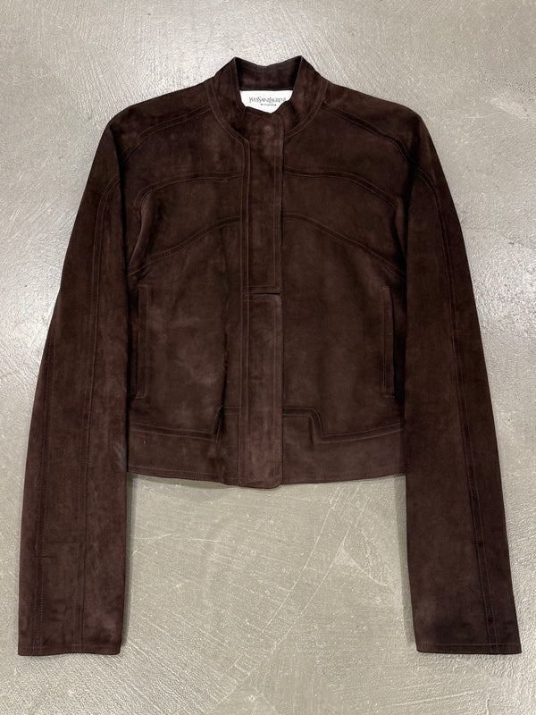 2000s Yves Saint Laurent by Tom Ford paneled cropped leather jacket