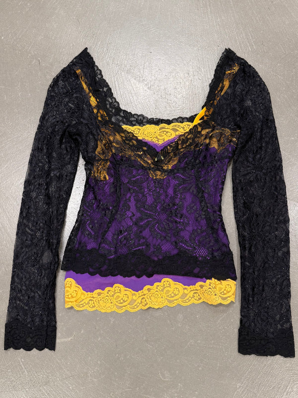 2000s Dolce & Gabbana lace double layer blouse