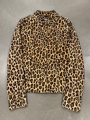 1990s Dolce & Gabbana leather leopard print cropped jacket