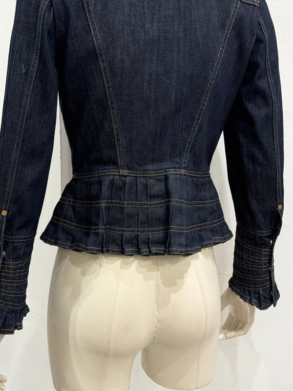 S/S2004 Gucci by Tom Ford paneled biker denim jacket