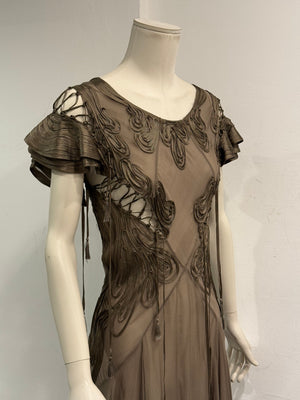 2000s Jean Paul Gaultier fringe silk chiffon dres