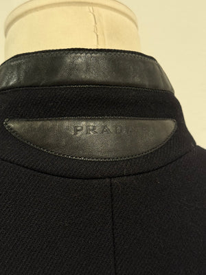 A/W1999 Prada wool long coat with leather details