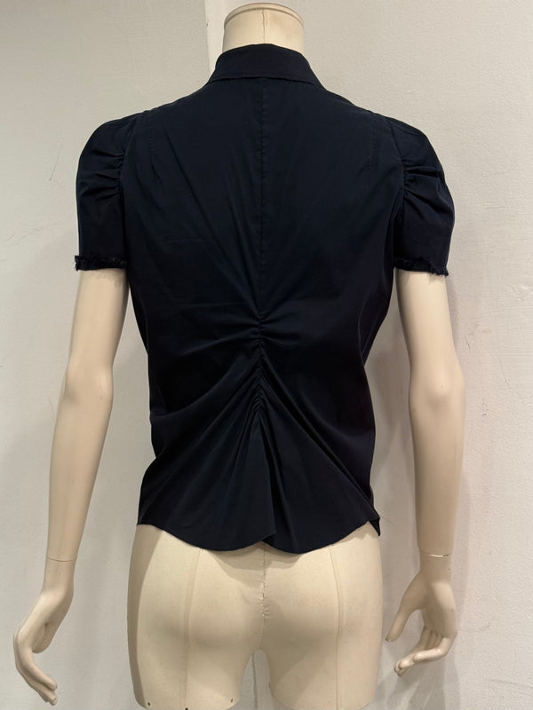 2000s Prada ruched short sleeve shirt
