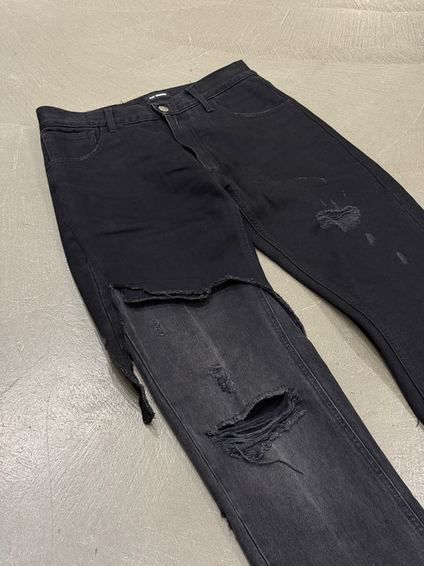 A/W2019 Raf Simons distressed black double layer pants
