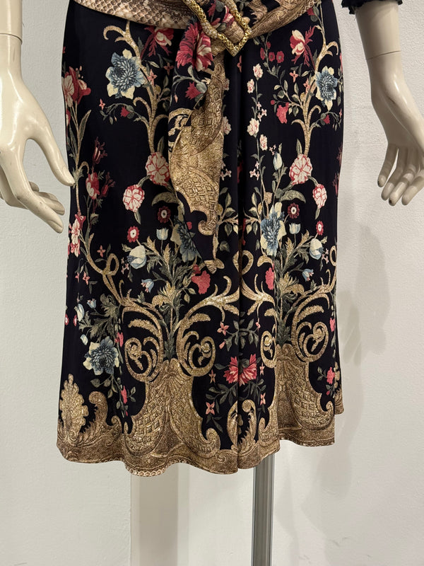 2006 Roberto Cavalli floral baroque wrap dress with belt