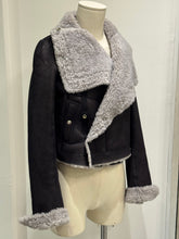 Load image into Gallery viewer, A/W2022 Rick Owens &quot;Strobe&quot; trucker biker shearling leather jacket
