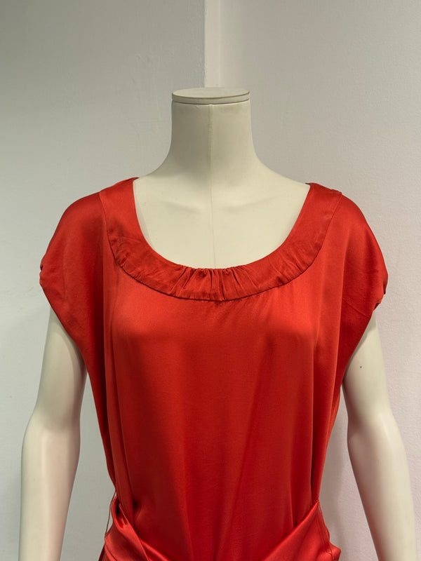 2000s Yves Saint Laurent silk belted draped dress