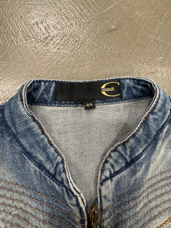 2000s Cavalli biker moto denim jacket