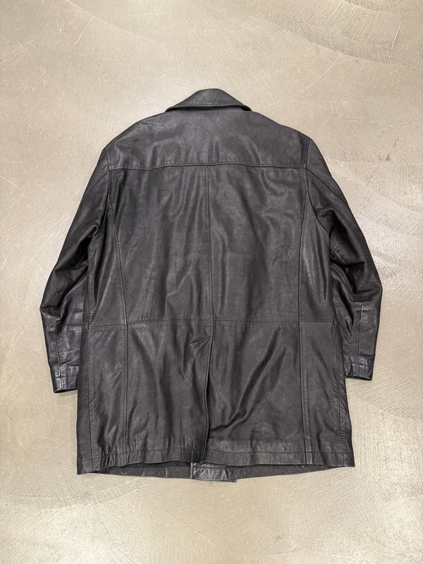 1990s Yves Saint Laurent heavy leather coat