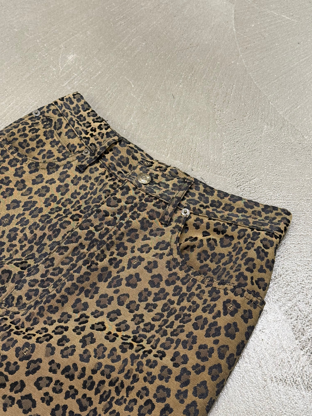 2000s Fendi straight pants with leopard print
