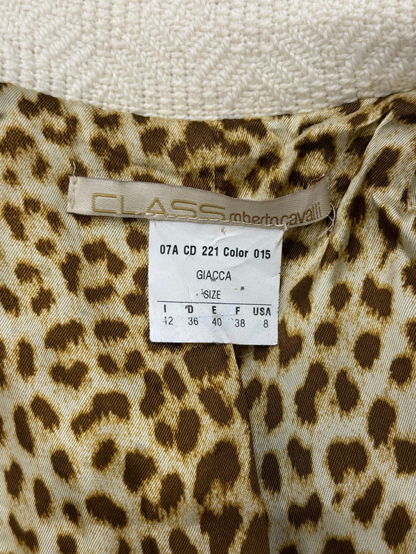 2000s Roberto Cavalli tweed set jacket & skirt