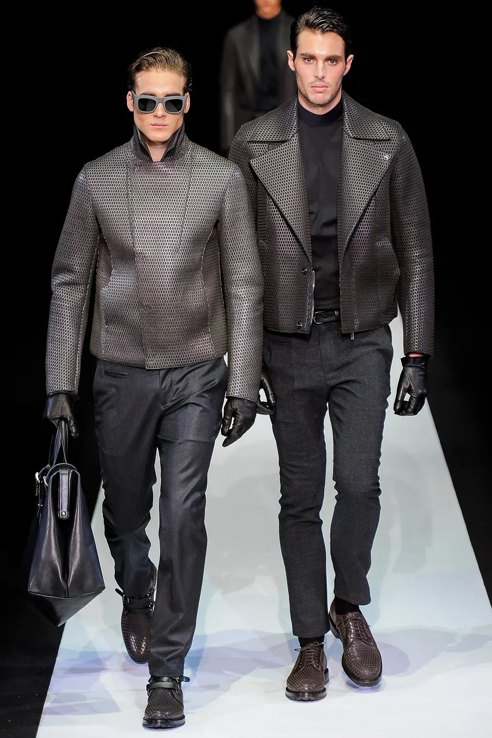 A/W2013 Emporio Armani runway laser cut leather jacket