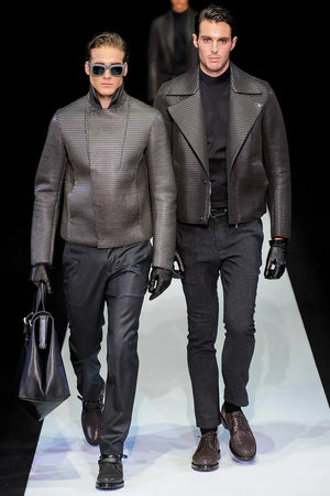 A/W2013 Emporio Armani runway laser cut leather jacket