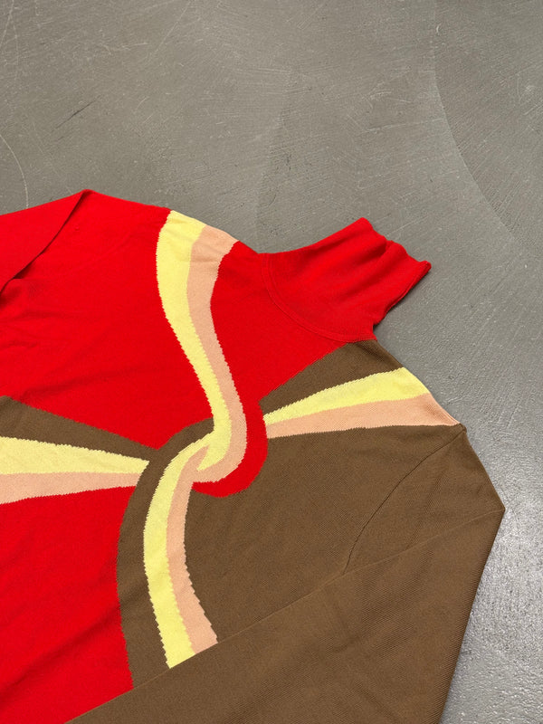 F/W2000 Gianni Versace runway wavy colorblock knit sweater