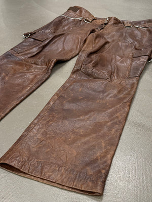 2001 Dolce & Gabbana Shepskin bondage leather trousers