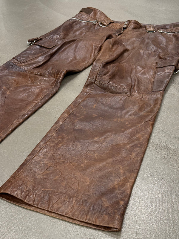 2001 Dolce & Gabbana Shepskin bondage leather trousers