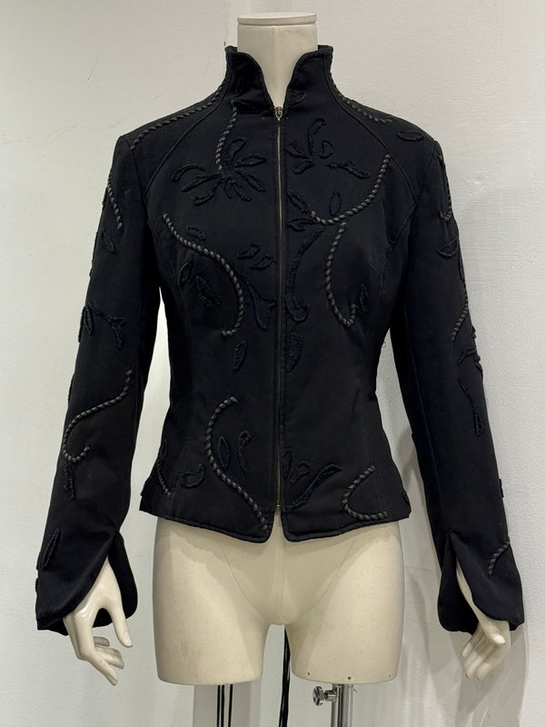 2000s Roberto Cavalli embroidered lace up jacket