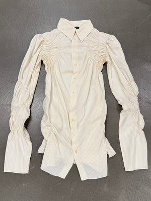 2000s Jean Paul Gaultier ruched pinstriped sculptural shirt