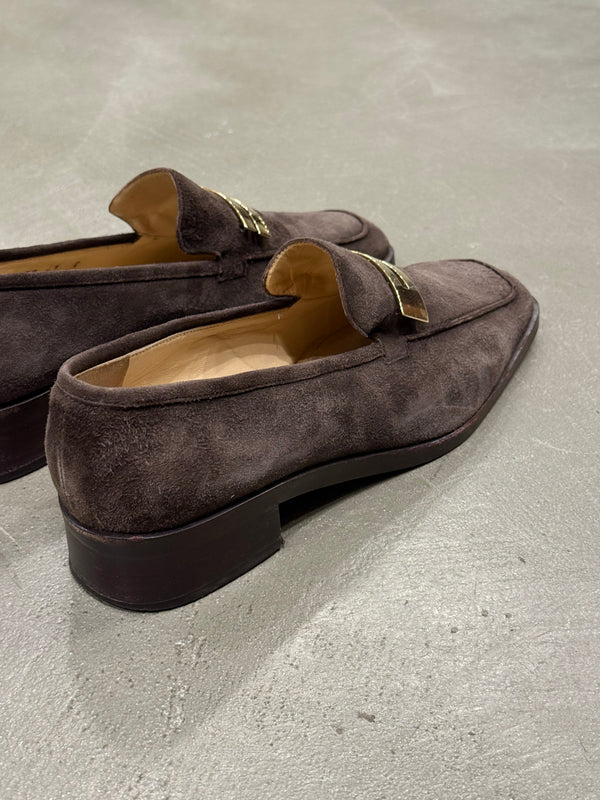 1996 Gucci by Tom Ford  logo suede loafers