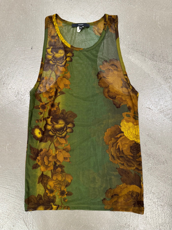 S/S1999 Gucci by Tom Ford floral sheer mesh tank