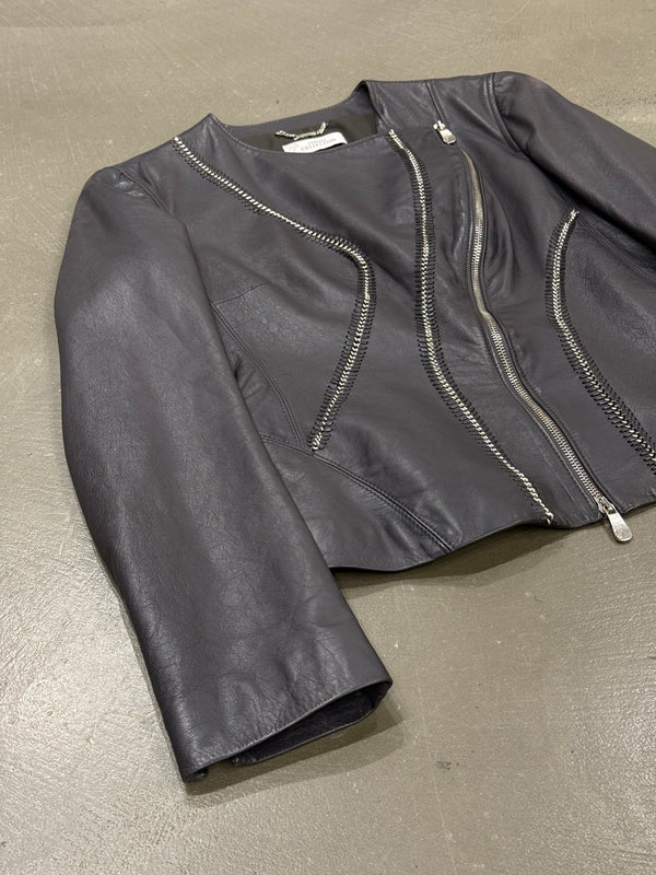 2000s Versace metal chains leather jacket