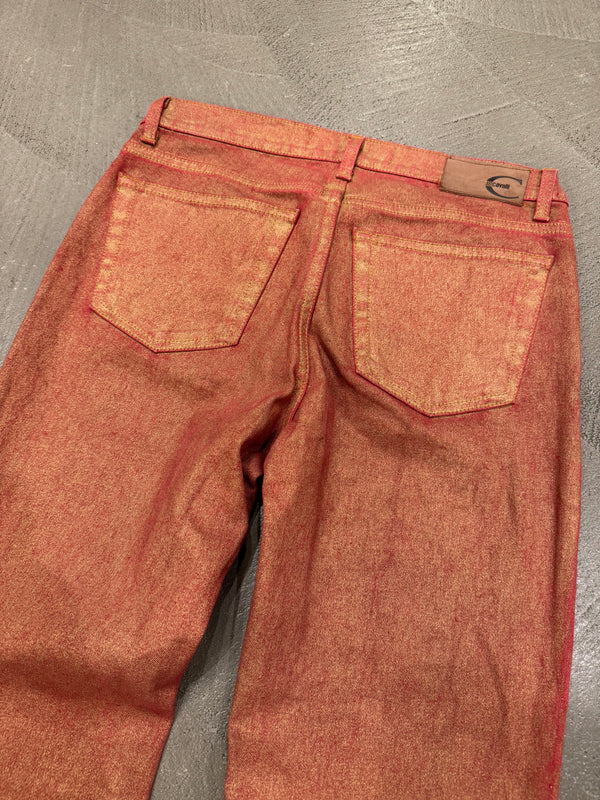 2000s Roberto Cavalli red metallic jeans