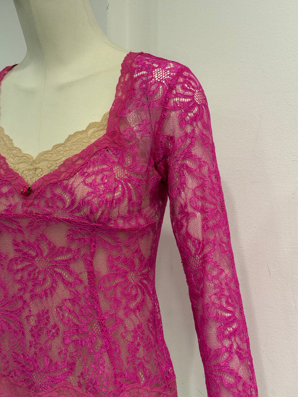 2000s Dolce & Gabbana lace double layer blouse
