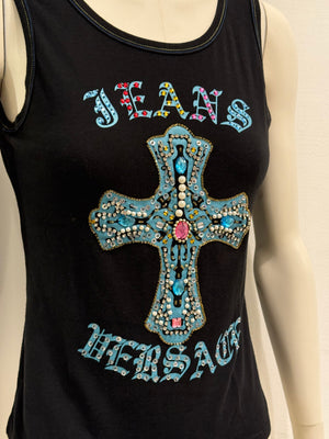 2000s Versace embellished cross tank top
