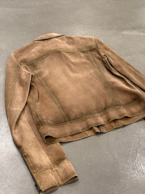 2000s Prada paneled western suede leather jacket