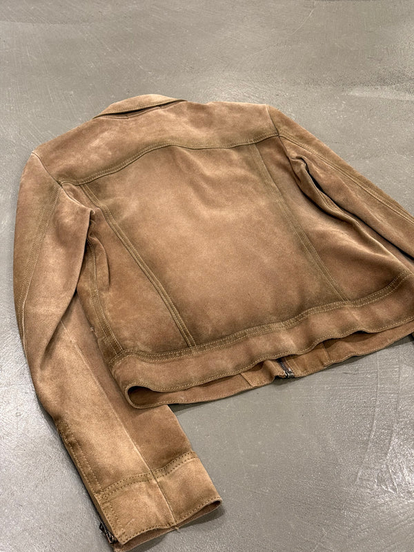2000s Prada paneled western suede leather jacket
