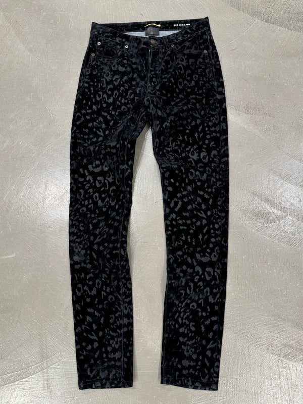 2018 Saint Laurent PARIS leopard velvet pants