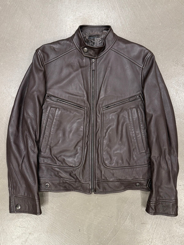 2000s Gucci by Tom Ford fur lining leather bomber jacket