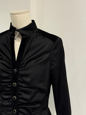 2000s Roberto Cavalli ruched velvet trimmed jacket