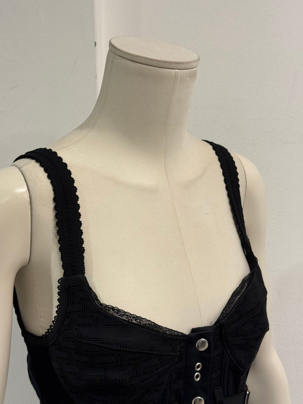 2003 Dolce & Gabbana eyelet corset bodycon bondage dress