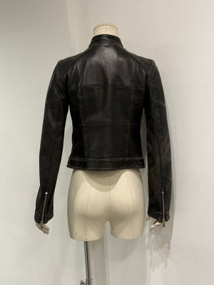 2001 Dolce & Gabbana multi zip faded distressed biker leather jacket