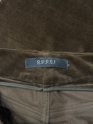 2003 Gucci by Tom Ford zipper flared velour pants