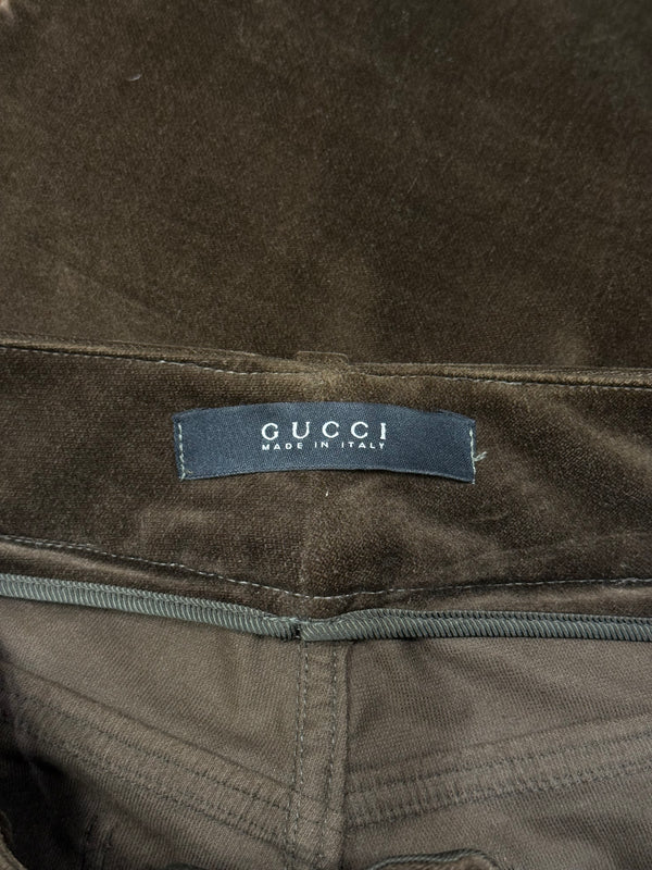 2003 Gucci by Tom Ford zipper flared velour pants