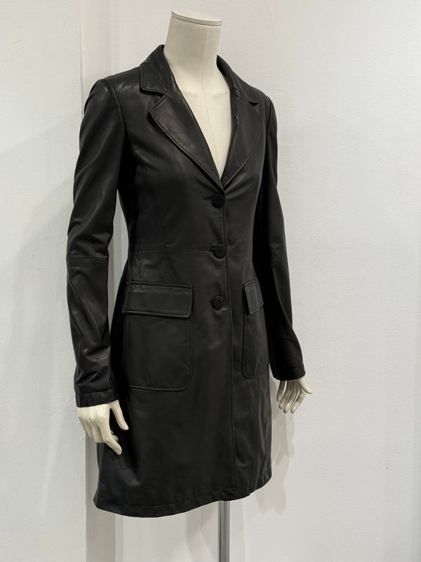 2000s Armani leather coat
