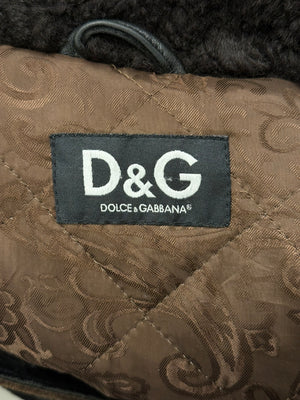 A/W2005 Dolce & Gabbana shearling collar leather biker jacket