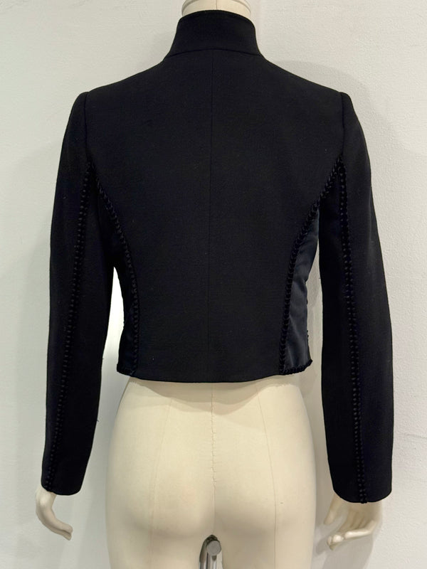 2000s Roberto Cavalli velvet trim cropped military jacket