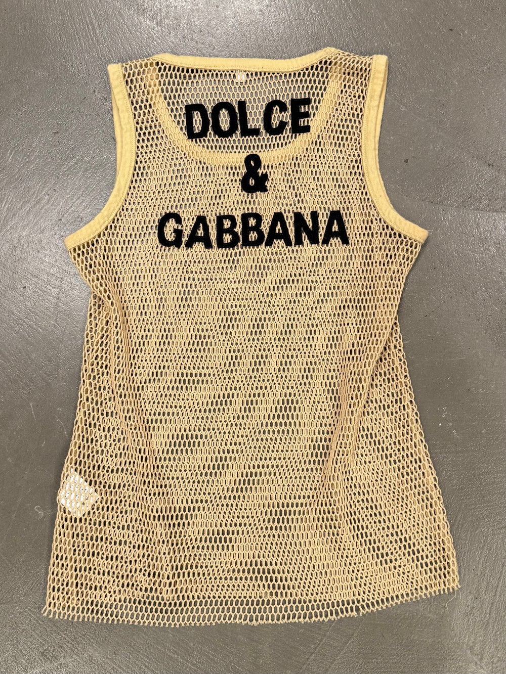 Dolce & Gabbana goat leather logo mesh tank top