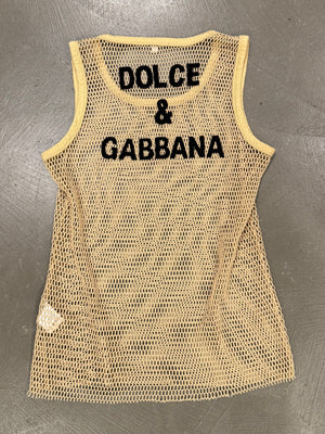 Dolce & Gabbana goat leather logo mesh tank top