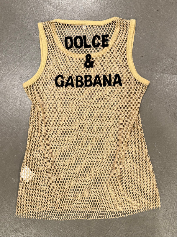 Dolce & Gabbana goat leather logo mesh tank top