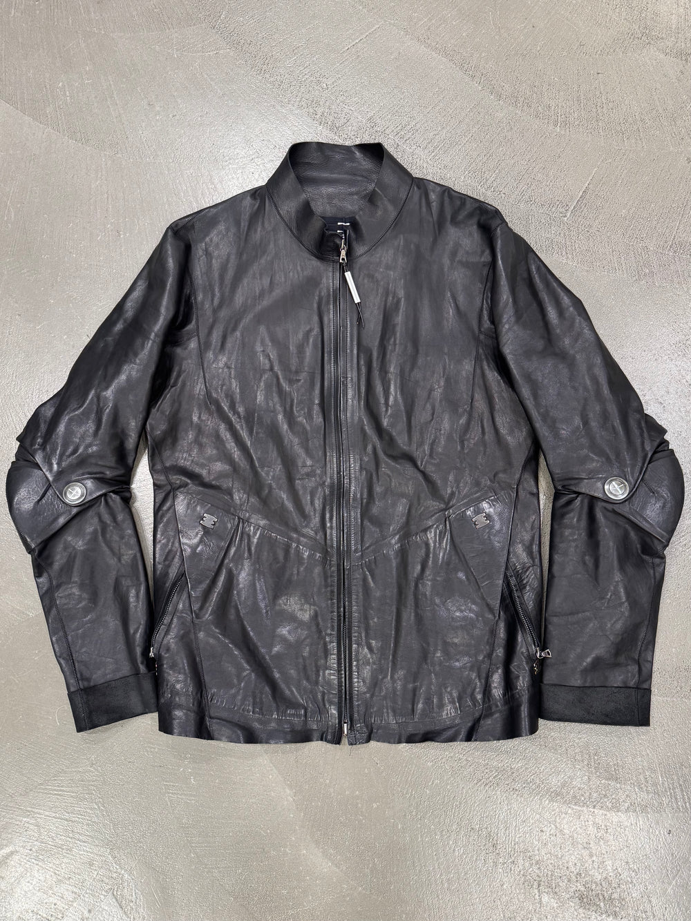 Isaac Sellam artisanal leather jacket with metal spine