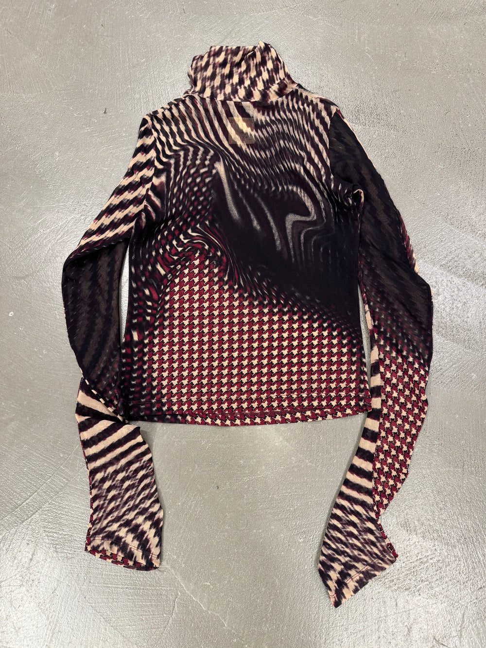 Roberto Cavalli houndstooth distortion illusion mesh top