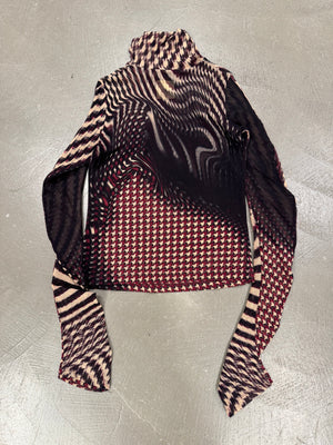 Roberto Cavalli houndstooth distortion illusion mesh top