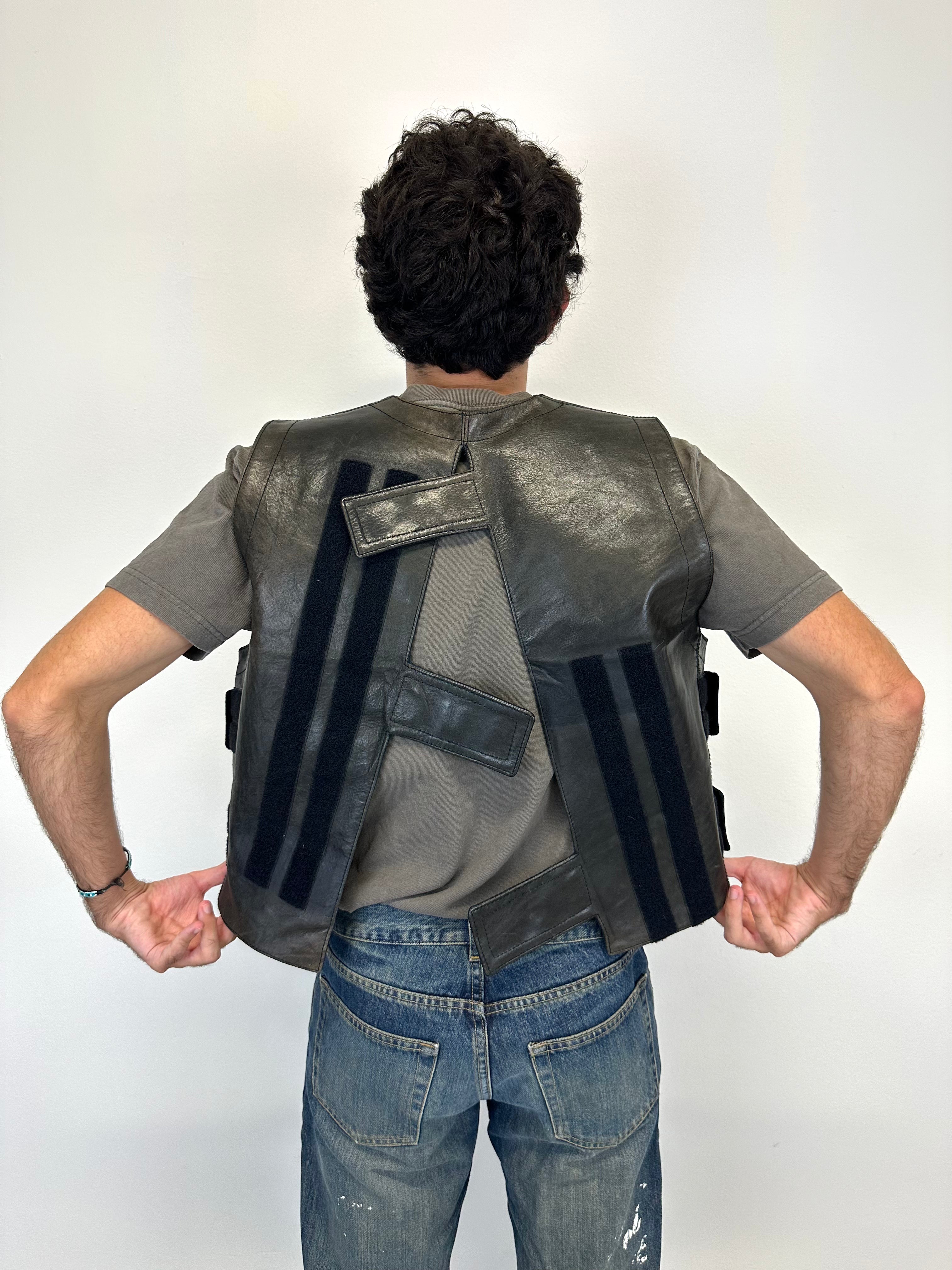AW1995 Dirk Bikkembergs velcro straps leather vest AW1995 Dirk Bikkembergs velcro straps leather vest