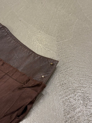 2000s Roberto Cavalli hybrid leather waistband wide pants