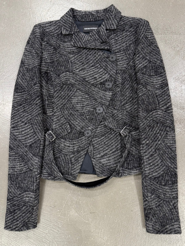 2000s Emporio Armani wool sample textured geometric jacket